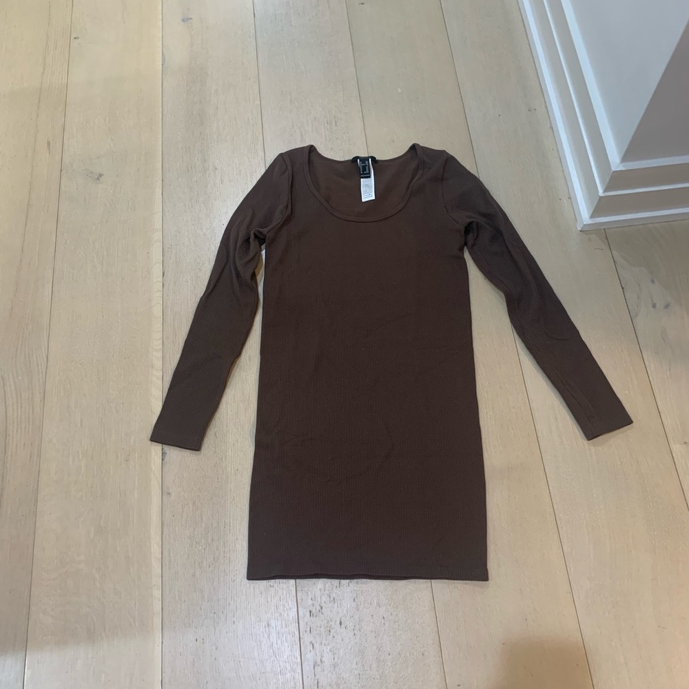 Brown Forever21 mini dress long sleeve